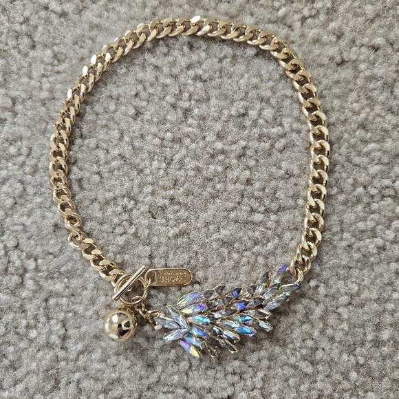 NWoT Gold Chain Choker Necklace with Crystal Accents - Picture 1 of 6